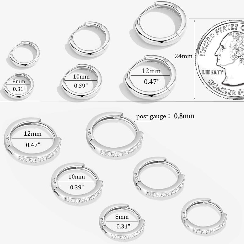 Cocadant Sterling Silver Small Hoop Earrings for Women,Hypoallergenic Huggie Hoop Earrings Tiny Cartilage Earring Sets for Multiple Piercing 8mm 10mm 12mm - Image 4