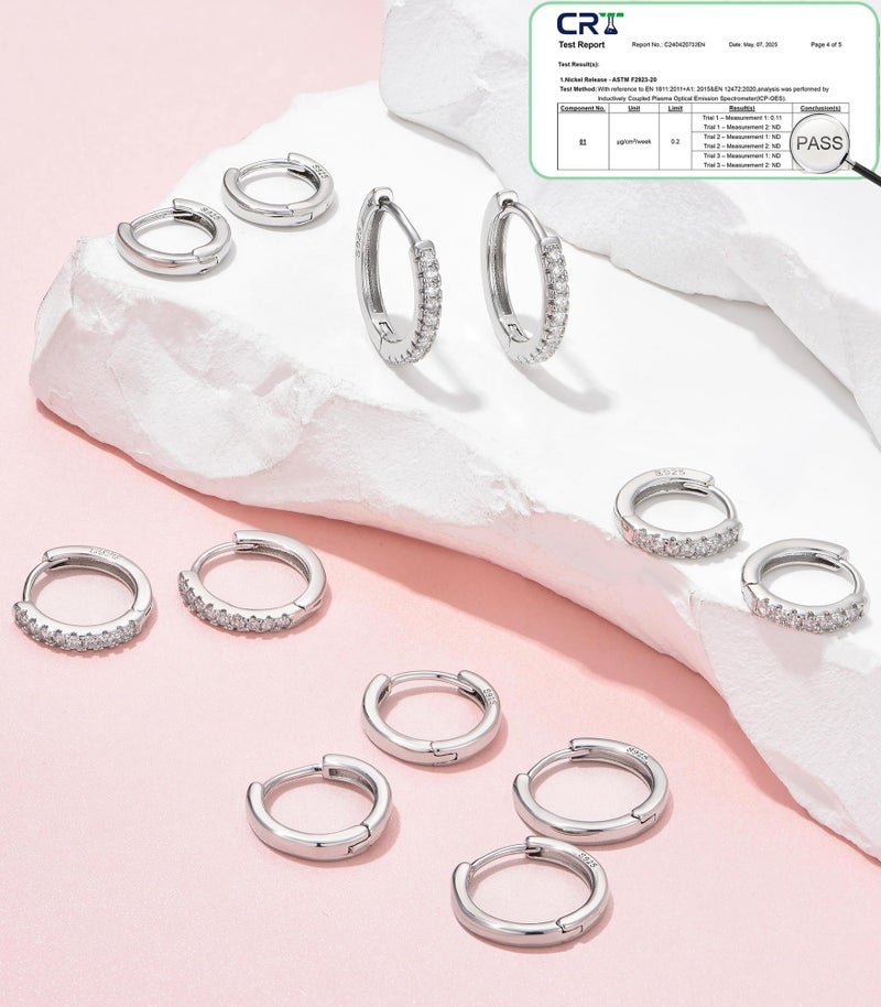 Cocadant Sterling Silver Small Hoop Earrings for Women,Hypoallergenic Huggie Hoop Earrings Tiny Cartilage Earring Sets for Multiple Piercing 8mm 10mm 12mm - Image 3