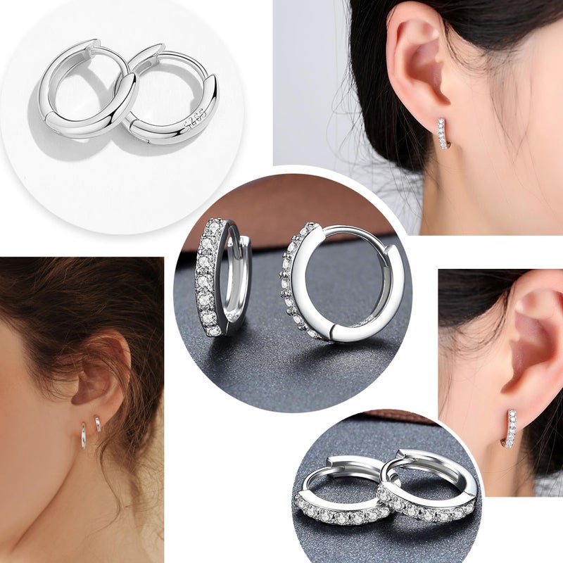 Cocadant Sterling Silver Small Hoop Earrings for Women,Hypoallergenic Huggie Hoop Earrings Tiny Cartilage Earring Sets for Multiple Piercing 8mm 10mm 12mm - Image 5