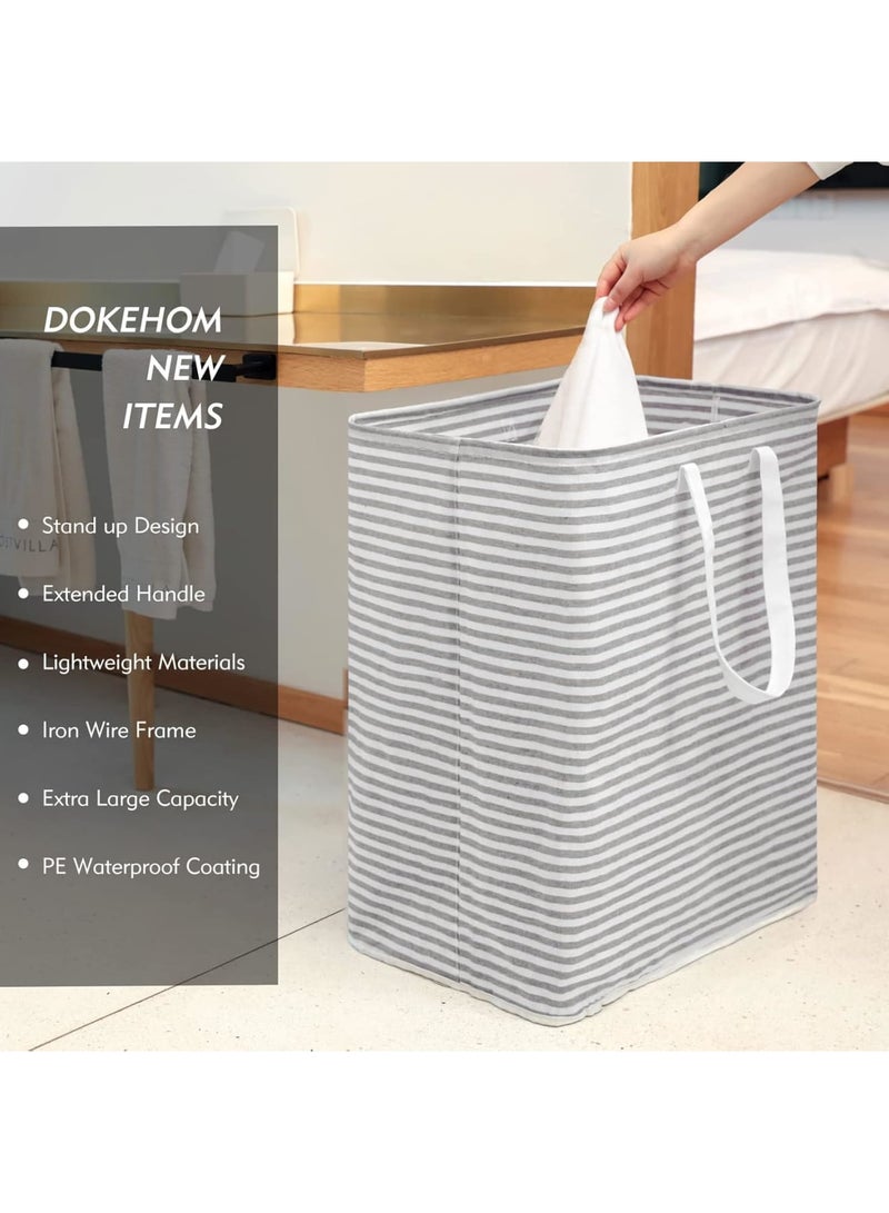 Cobest Freestanding Laundry Hamper with Handle, 80L Large Laundry Basket, Water Resistant Freestanding Clothes Hamper, for Laundry, Dorm, Home Use, Grey - Image 2
