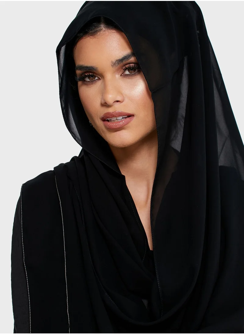 hayas closet Striped Detail Abaya