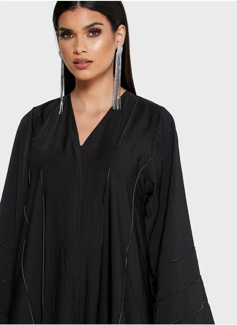 hayas closet Striped Detail Abaya