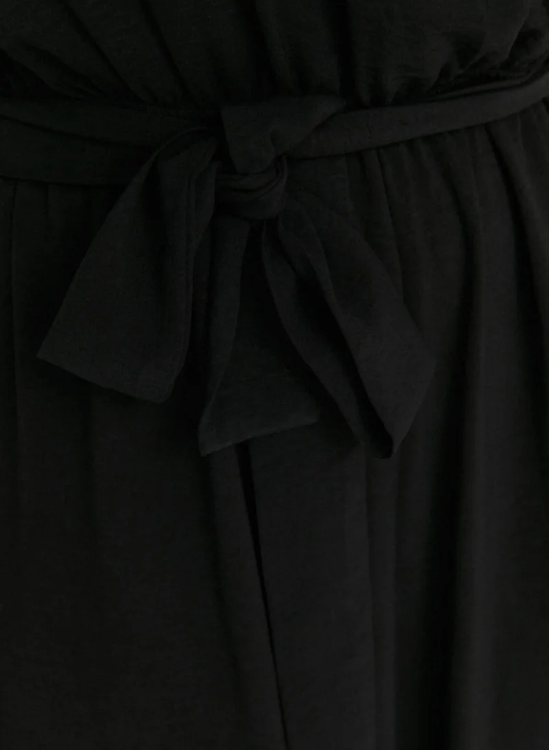 Trendyol Curve Plunge Neck Tie Detail Jumpsuit