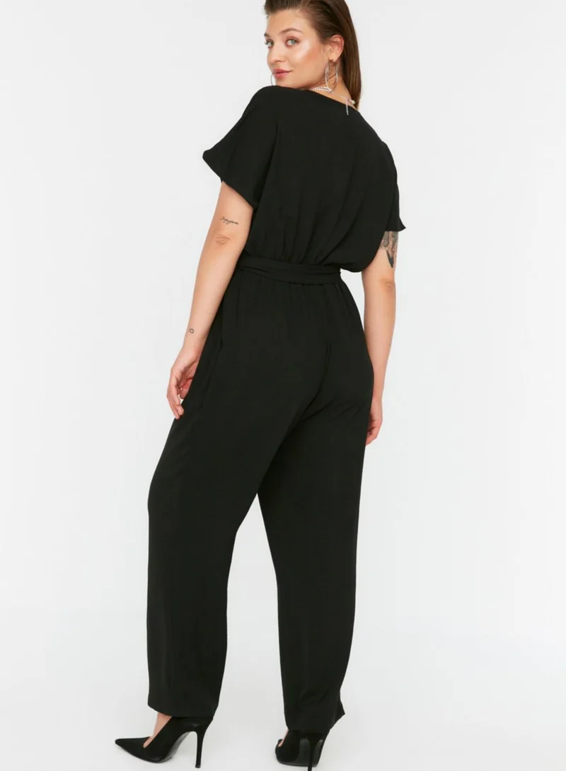 Trendyol Curve Plunge Neck Tie Detail Jumpsuit