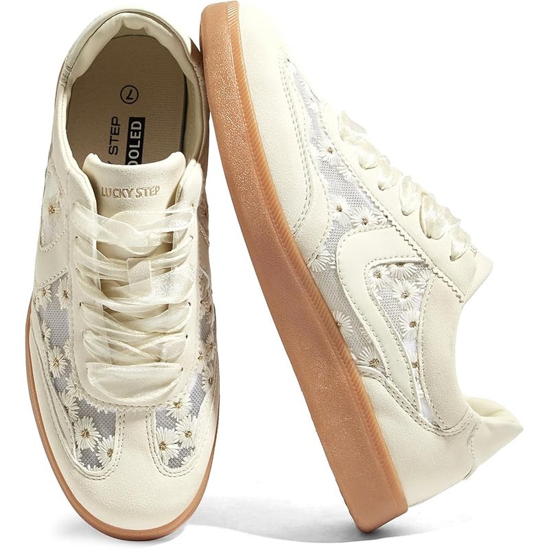 LUCKY STEP Women's Retro Trainers, Fashionable Classic Casual Shoes, Non-Slip Comfortable Skate Shoes for Walking - Image 1