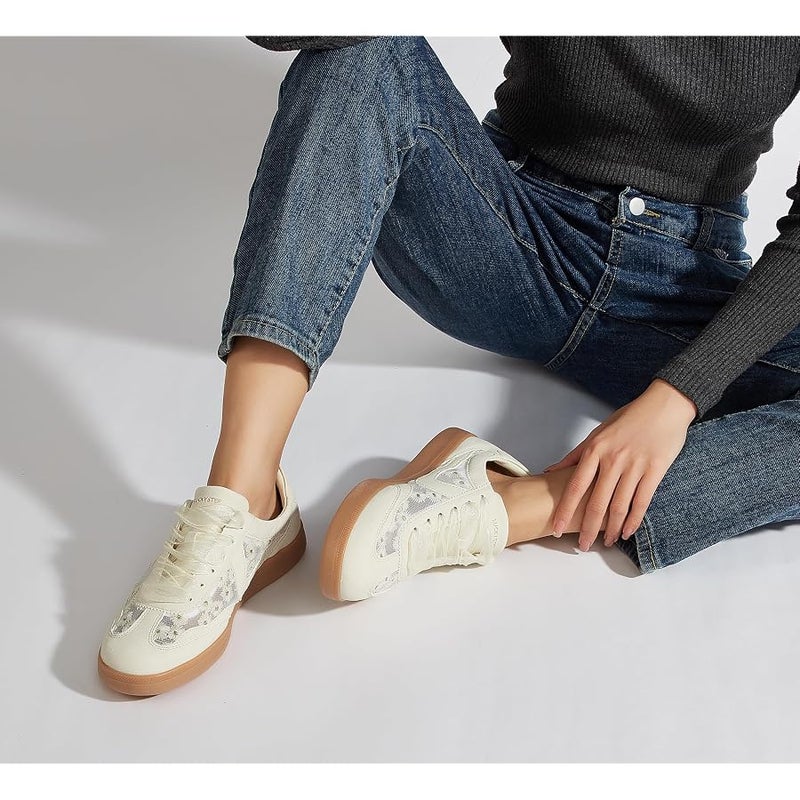 LUCKY STEP Women's Retro Trainers, Fashionable Classic Casual Shoes, Non-Slip Comfortable Skate Shoes for Walking - Image 2