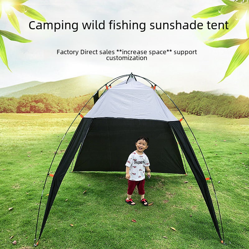 Cross-border beach tent outdoor canopy camping tent fishing folding sunscreen beach tent beach shade tent(black gray, 5-8 people) - Image 4