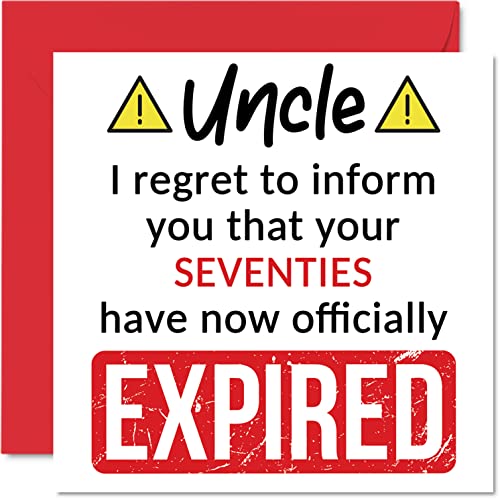 Stuff4 Funny 80th Birthday Cards for Uncle - Your Seventies Have Expired - Happy Birthday Card for Uncle from Nephew Niece, 5.7 x 5.7 Inch Banter Joke Humour Bday Greeting Cards Gift - Image 1