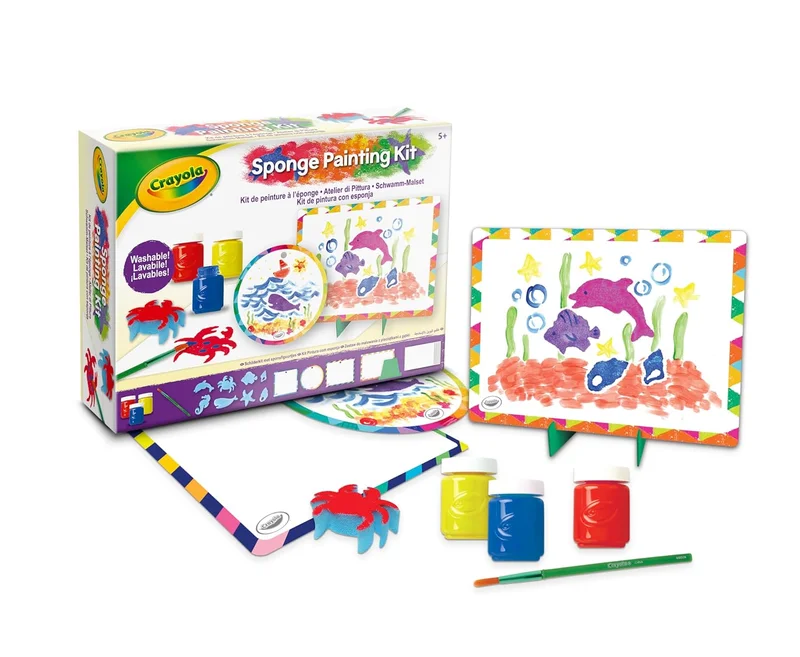 Crayola Crayola Washable Tempera Paint Art Set for Kids – Creative Painting Kit with Sponges, Frames & Brush – Mess-Free Arts and Crafts Activity Set for Children Ages 3+