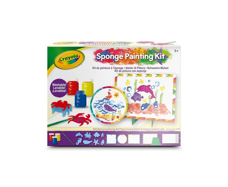 Crayola Crayola Washable Tempera Paint Art Set for Kids – Creative Painting Kit with Sponges, Frames & Brush – Mess-Free Arts and Crafts Activity Set for Children Ages 3+