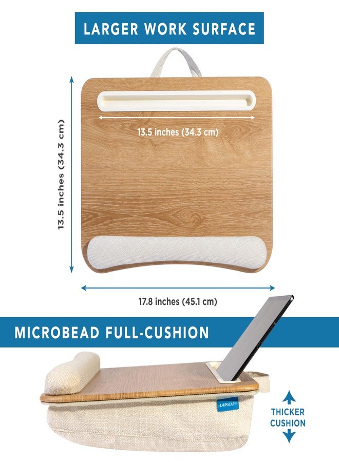 LAPGEAR Portable Laptop Lap Desk with Pillow Cushion, Anti-Slip Strip, Tablet or Phone Storage Slot, Pen and Pencil Pocket, and Wrist Rest - White Oak Woodgrain - Fits 15.6" Laptops - Style No. 91349 - Image 5