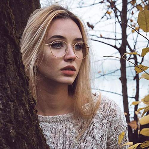 Kursan Round Blue Light Glasses for Women Men Retro Circle Metal Frame Clear Lens Eyeglasses (Silver) - Image 2