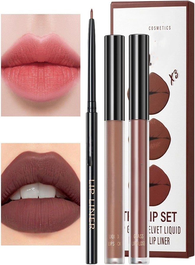 فوتابا مجموعة فوتابا 3 في 1 لتلميع الشفاه مع أحمر شفاه مطفي، وملمع شفاه مرطب، ومحدد شفاه 2 مم - لون كعكة القرفة - Image 3