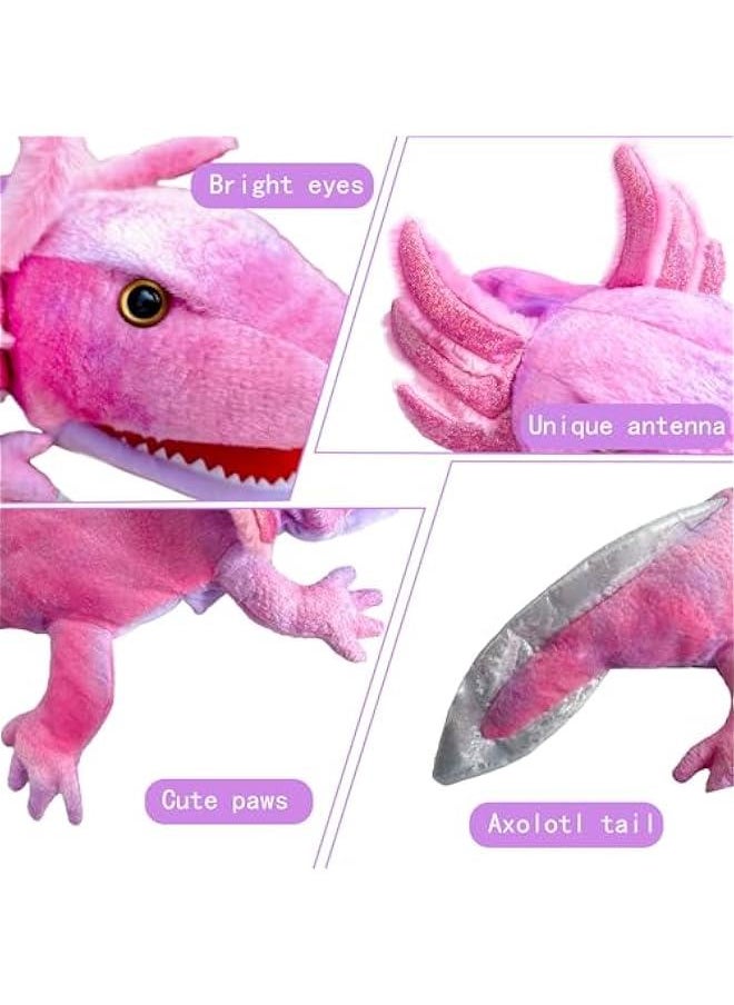 Generic - Puppets Hand Puppet Axolotl Plush Puppet,Soft Stuffed Animal Role Play Hand Puppets for Kids Ages 4-8 Story Animal Puppets,Large Puppet with Movable Mouth Puppet - Image 1
