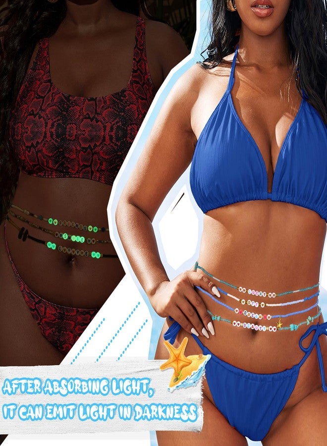 ELABEST African Waist Beads 23.6-39.3 inch Elastic Waist Beads for Women 8Pcs Stretch Friendship Belly Beads Waist Jewelry Accessories (Blue, 31.5inch/80cm) - Image 2