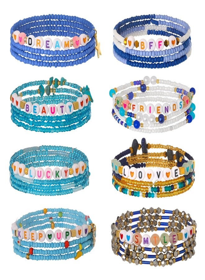 ELABEST African Waist Beads 23.6-39.3 inch Elastic Waist Beads for Women 8Pcs Stretch Friendship Belly Beads Waist Jewelry Accessories (Blue, 31.5inch/80cm) - Image 1