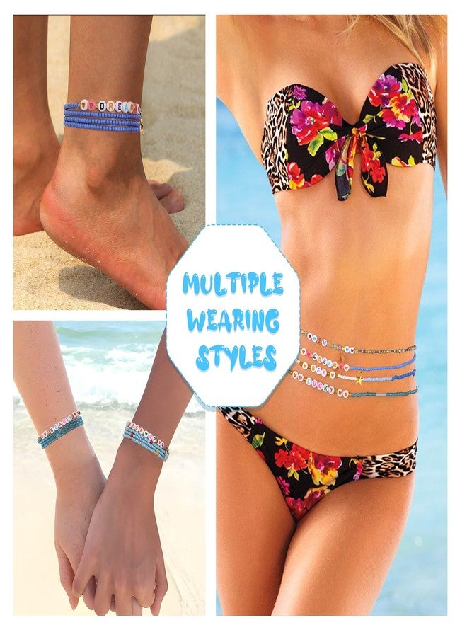 ELABEST African Waist Beads 23.6-39.3 inch Elastic Waist Beads for Women 8Pcs Stretch Friendship Belly Beads Waist Jewelry Accessories (Blue, 31.5inch/80cm) - Image 3