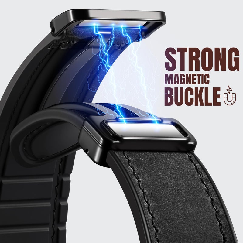Charlam Magnetic Leather Bands Compatible with Apple Watch Bands 49mm 46mm 45mm 44mm 42mm 41mm 40mm 38mm Men Women,Genuine Leather Straps for iWatch Bands Ultra 3/2/1 SE Series 11 10 9 8 7 6 5 4 3 2 1 - Image 3