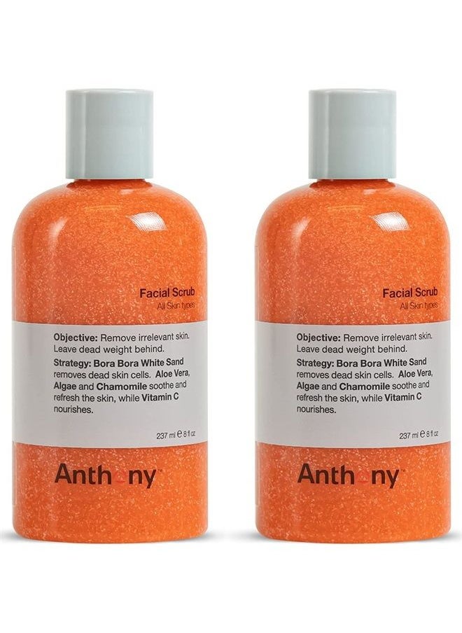 Anthony Facial Scrub, 8 Fl Oz, Contains Aloe Vera, Sand, Algae, Chamomile, Vitamin C, Soothes, Protects, Refreshes and Removes Dead Skin Cells (2 pack)  - Image 1