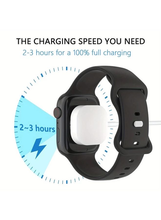 White USB A Magnetic Charger Cable For Apple Watch Series 9 8 7 6 5 Fast Charging - Image 4
