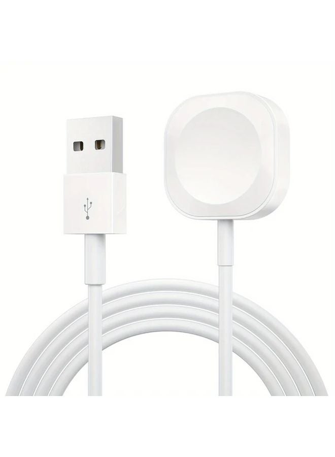 White USB A Magnetic Charger Cable For Apple Watch Series 9 8 7 6 5 Fast Charging - Image 1