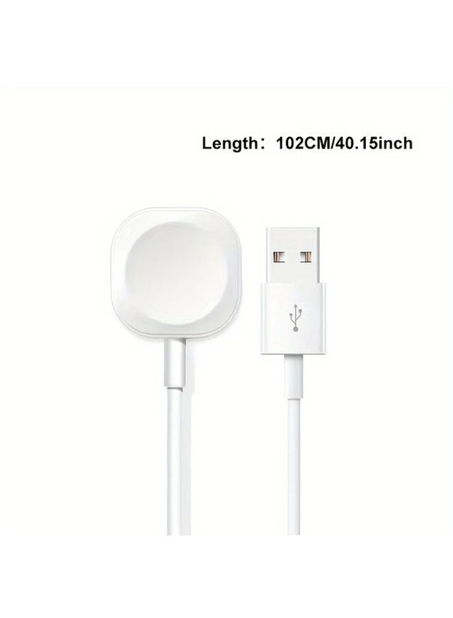 White USB A Magnetic Charger Cable For Apple Watch Series 9 8 7 6 5 Fast Charging - Image 3