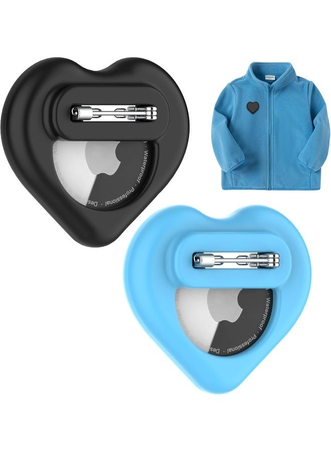 2 Pcs Tracker Holder for AirTag with Pin, Safe Hidden Lightweight for Kids Compatible with Apple Air Tags for Child, Elderly, Pets Collar, Shoes (Love shape) - Image 1