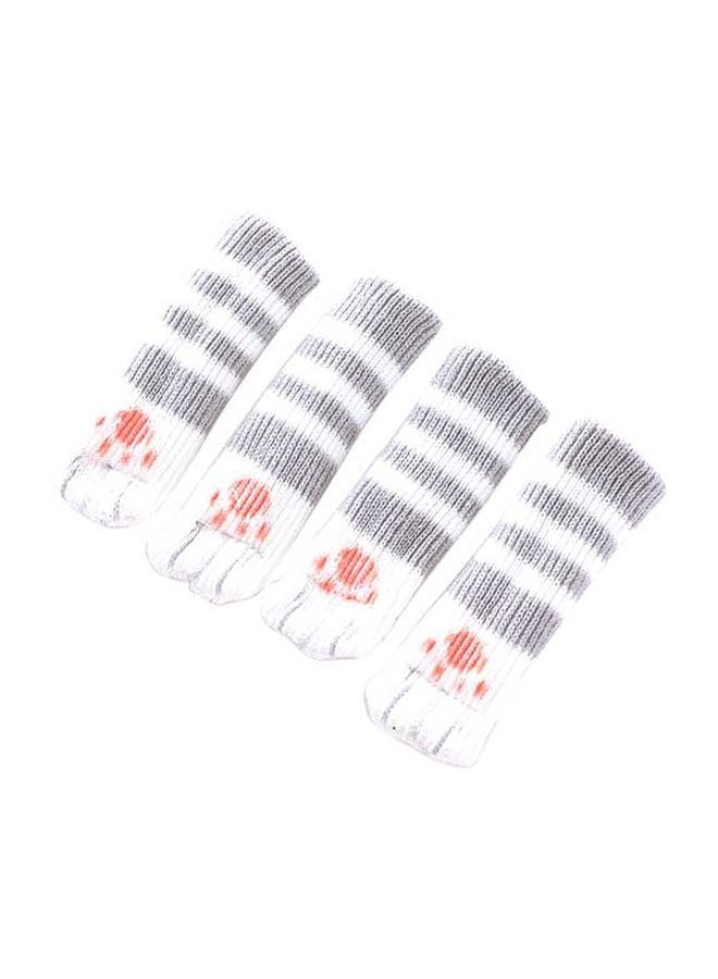NIBEMINENT 4-Piece Chair Leg Cover White/Grey 12.5x3.2centimeter