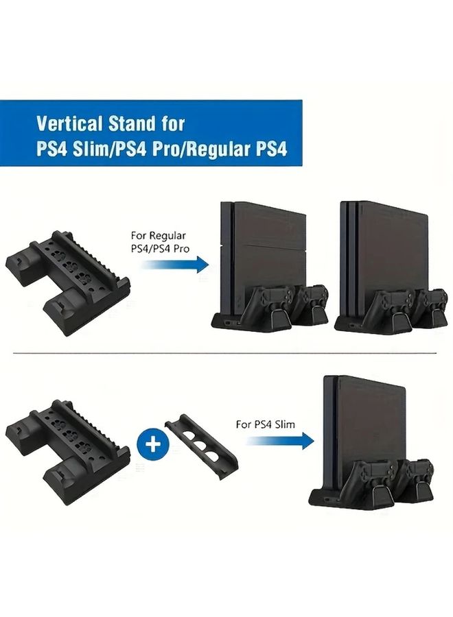Black Cooling Stand for PS4 Slim Pro with Controller Charger Station - Image 5