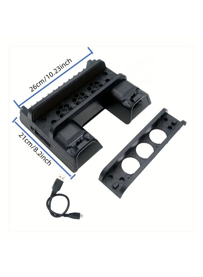 Black Cooling Stand for PS4 Slim Pro with Controller Charger Station - Image 2