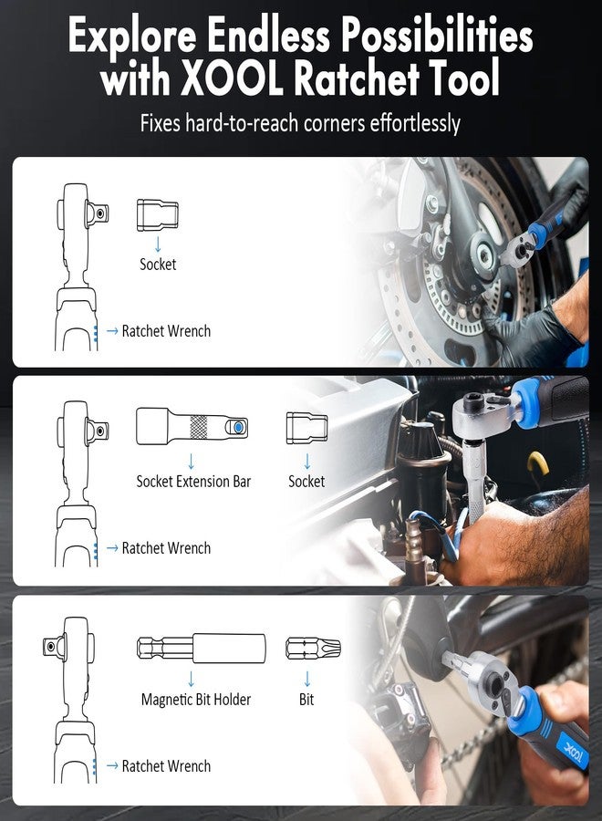 XOOL 78PCS Ratchet Screwdriver Set, Multi-Functional Precision Repair Tool Kit with 41PCS Bits, Precision Bits, 1/4" Sockets, Magnetic Tools for Electronics, Home Repair, DIY Toolbox - Image 5