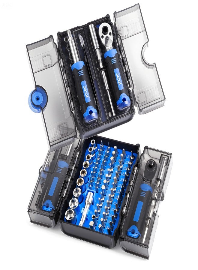 XOOL 78PCS Ratchet Screwdriver Set, Multi-Functional Precision Repair Tool Kit with 41PCS Bits, Precision Bits, 1/4" Sockets, Magnetic Tools for Electronics, Home Repair, DIY Toolbox - Image 1