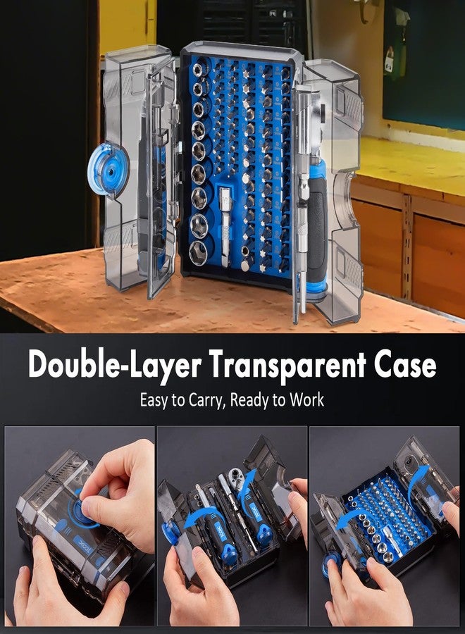 XOOL 78PCS Ratchet Screwdriver Set, Multi-Functional Precision Repair Tool Kit with 41PCS Bits, Precision Bits, 1/4" Sockets, Magnetic Tools for Electronics, Home Repair, DIY Toolbox - Image 2