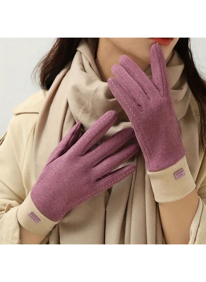Tender Pink Winter Touchscreen Gloves Women Flannel Plush Lined Driving Cycling Skiing - Image 1