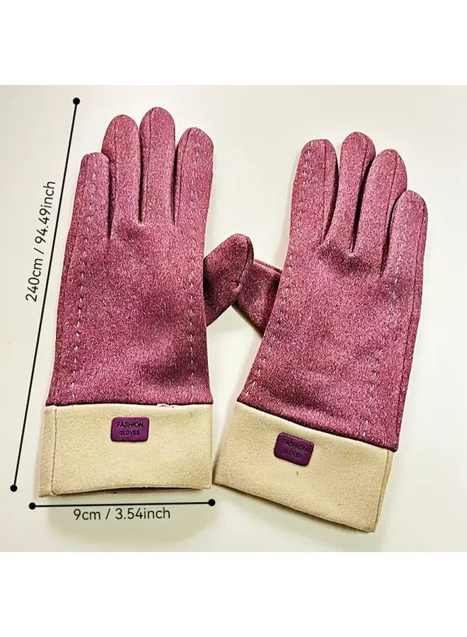 Tender Pink Winter Touchscreen Gloves Women Flannel Plush Lined Driving Cycling Skiing - Image 4