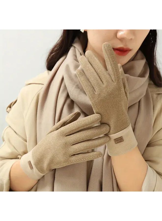 Tender Pink Winter Touchscreen Gloves Women Flannel Plush Lined Driving Cycling Skiing - Image 3