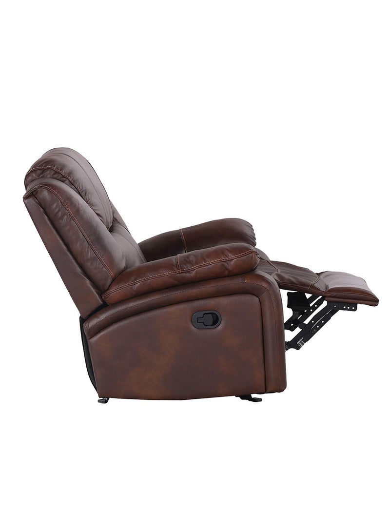 Royaloak Naples Leather Recliner with Glider Single Seater | Genuine Leather (Body Touch) | High & Wide Backrest | Pocket Springs for Extra Comfort | Heavy Duty Metal Support | Sturdy Footrest - Image 4