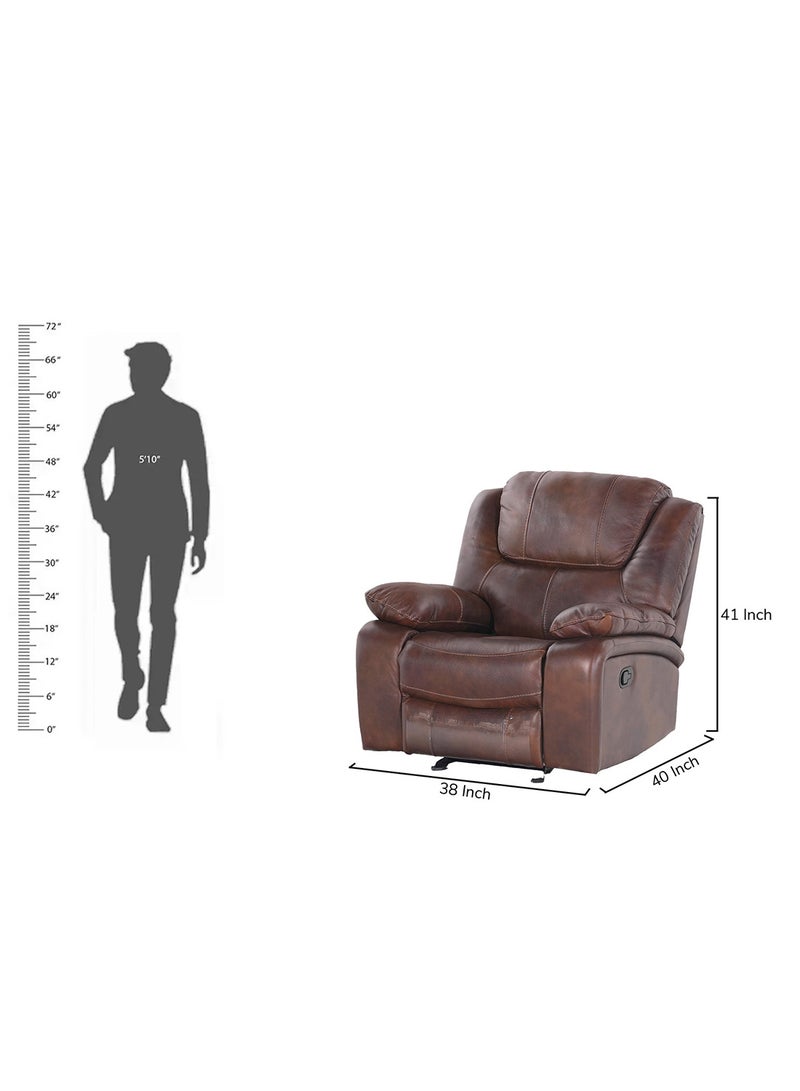 Royaloak Naples Leather Recliner with Glider Single Seater | Genuine Leather (Body Touch) | High & Wide Backrest | Pocket Springs for Extra Comfort | Heavy Duty Metal Support | Sturdy Footrest - Image 2