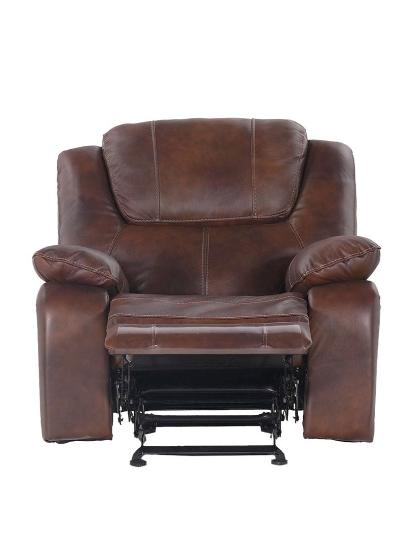 Royaloak Naples Leather Recliner with Glider Single Seater | Genuine Leather (Body Touch) | High & Wide Backrest | Pocket Springs for Extra Comfort | Heavy Duty Metal Support | Sturdy Footrest - Image 3