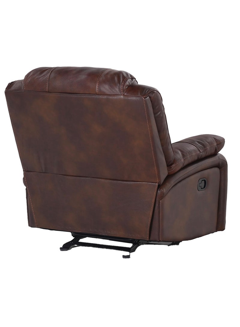 Royaloak Naples Leather Recliner with Glider Single Seater | Genuine Leather (Body Touch) | High & Wide Backrest | Pocket Springs for Extra Comfort | Heavy Duty Metal Support | Sturdy Footrest - Image 5
