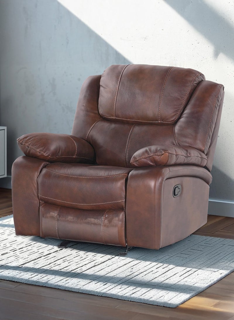 Royaloak Naples Leather Recliner with Glider Single Seater | Genuine Leather (Body Touch) | High & Wide Backrest | Pocket Springs for Extra Comfort | Heavy Duty Metal Support | Sturdy Footrest - Image 1