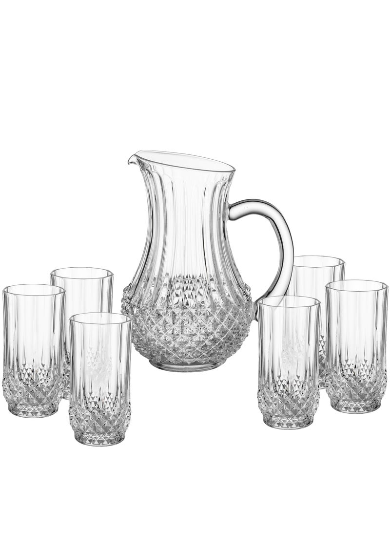 طقم جك و كاسات كريستال 7 قطعة 6كاسة ماء+1 ابريق - Image 1