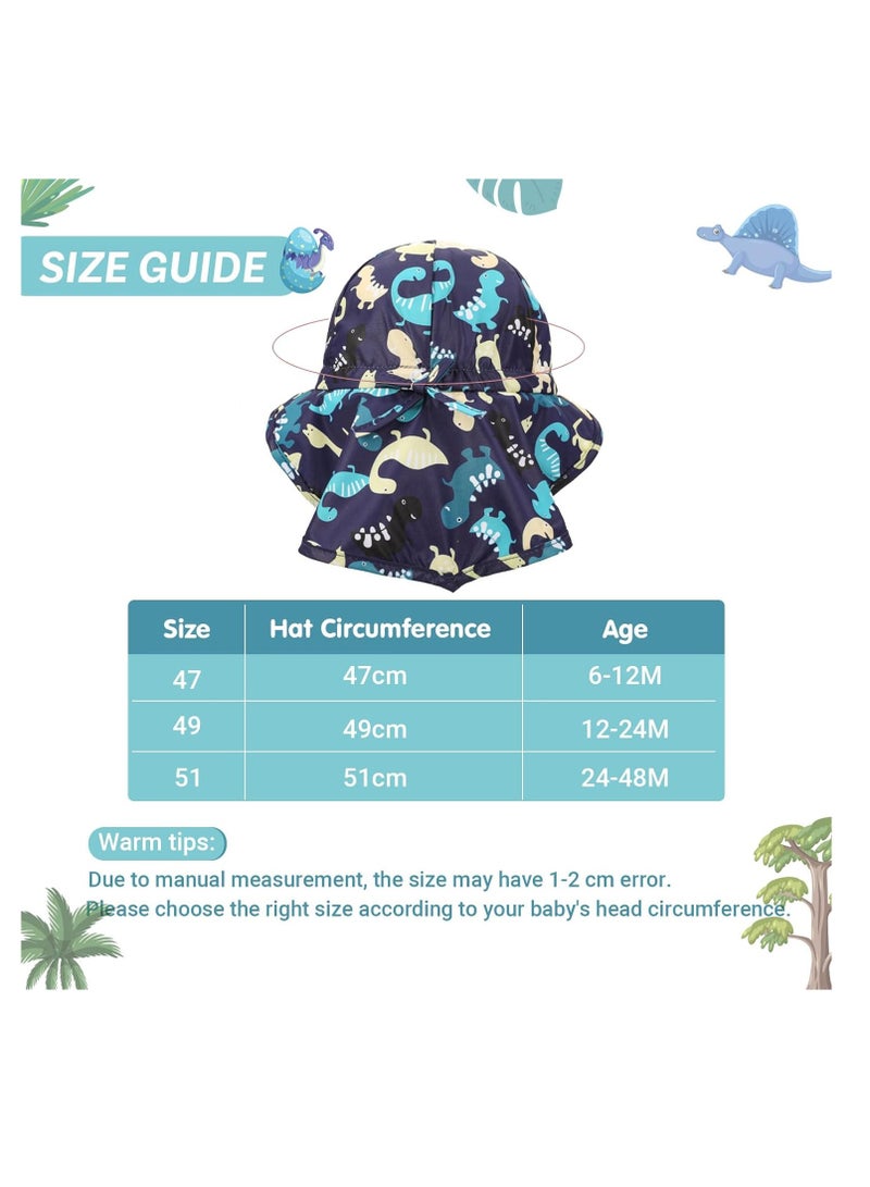 KASTWAVE Baby Sun Hat, Baby Kids Summer Hat with Neck Protection, Floppy Sun-Hat with Wide Brim for Kids, Kids Outdoors UPF 50+ Sun Protection Hats, Girls Boys Breathable Quick-Dry Adjustable Flap Caps, 49cm - Image 2