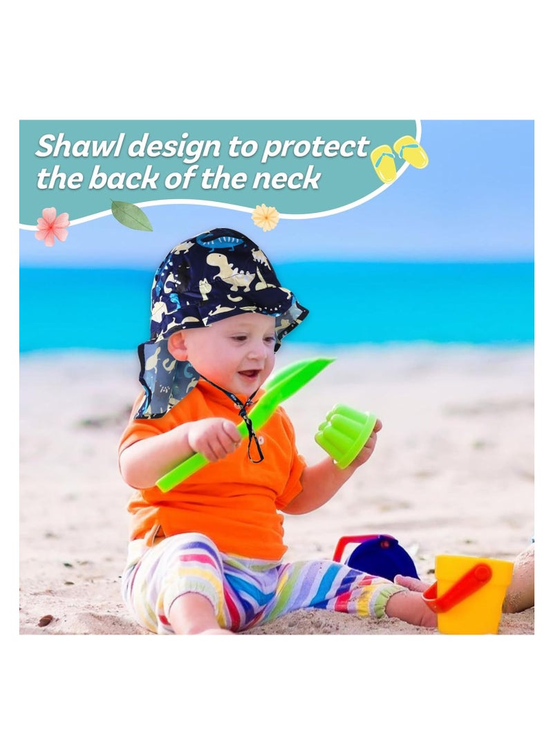 KASTWAVE Baby Sun Hat, Baby Kids Summer Hat with Neck Protection, Floppy Sun-Hat with Wide Brim for Kids, Kids Outdoors UPF 50+ Sun Protection Hats, Girls Boys Breathable Quick-Dry Adjustable Flap Caps, 49cm - Image 4
