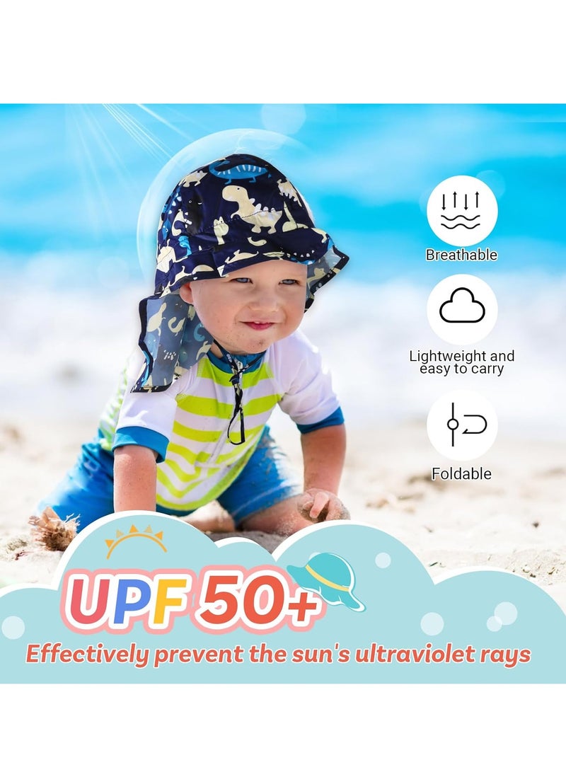 KASTWAVE Baby Sun Hat, Baby Kids Summer Hat with Neck Protection, Floppy Sun-Hat with Wide Brim for Kids, Kids Outdoors UPF 50+ Sun Protection Hats, Girls Boys Breathable Quick-Dry Adjustable Flap Caps, 49cm - Image 3