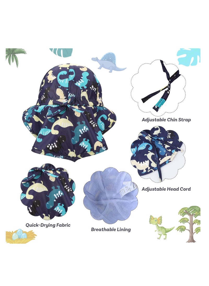 KASTWAVE Baby Sun Hat, Baby Kids Summer Hat with Neck Protection, Floppy Sun-Hat with Wide Brim for Kids, Kids Outdoors UPF 50+ Sun Protection Hats, Girls Boys Breathable Quick-Dry Adjustable Flap Caps, 49cm - Image 5