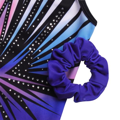 JOYSTREAM Gymnastics Leotards for Girls With Shorts Sparkly Ballet Dance Clasp Back Activewear Blue-black Diamond,8-9Years - Image 4