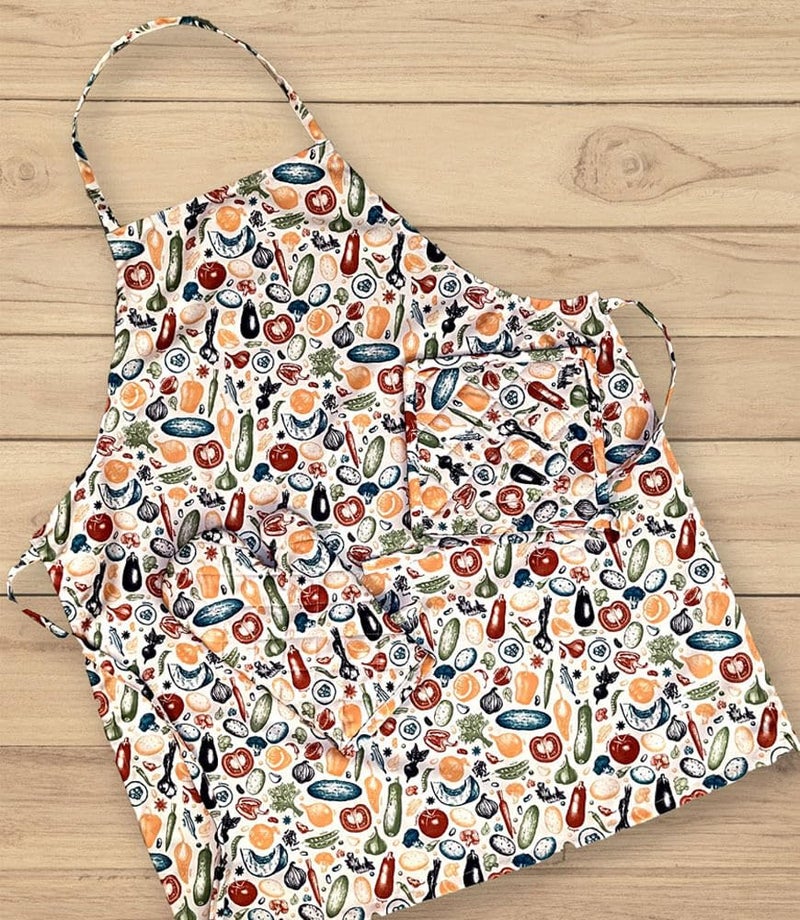 MaatirDesigns Maatir Indian Vegetables and Herbs Apron Pot holder and Mitts Set 3 - Image 3