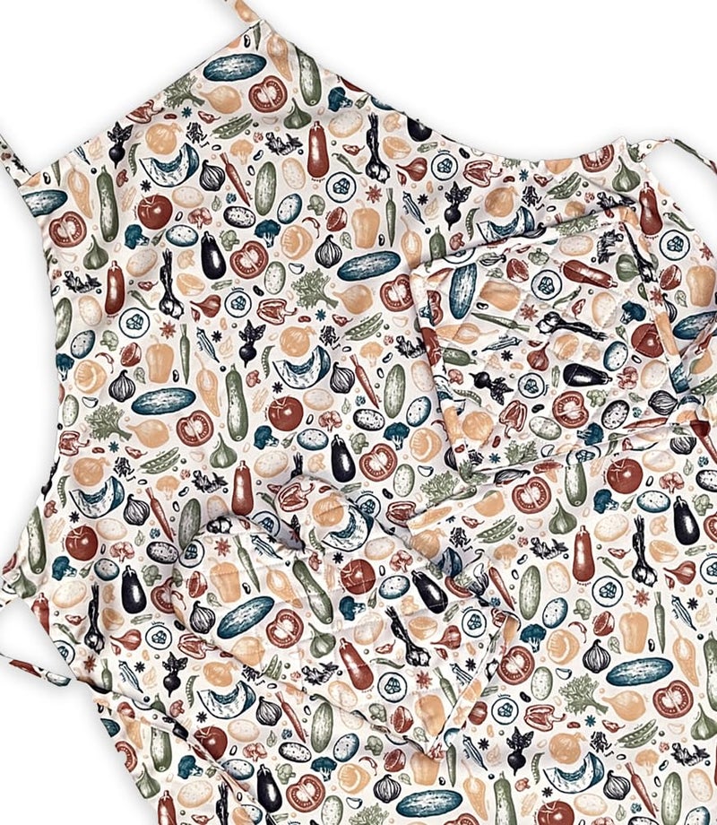 MaatirDesigns Maatir Indian Vegetables and Herbs Apron Pot holder and Mitts Set 3 - Image 1