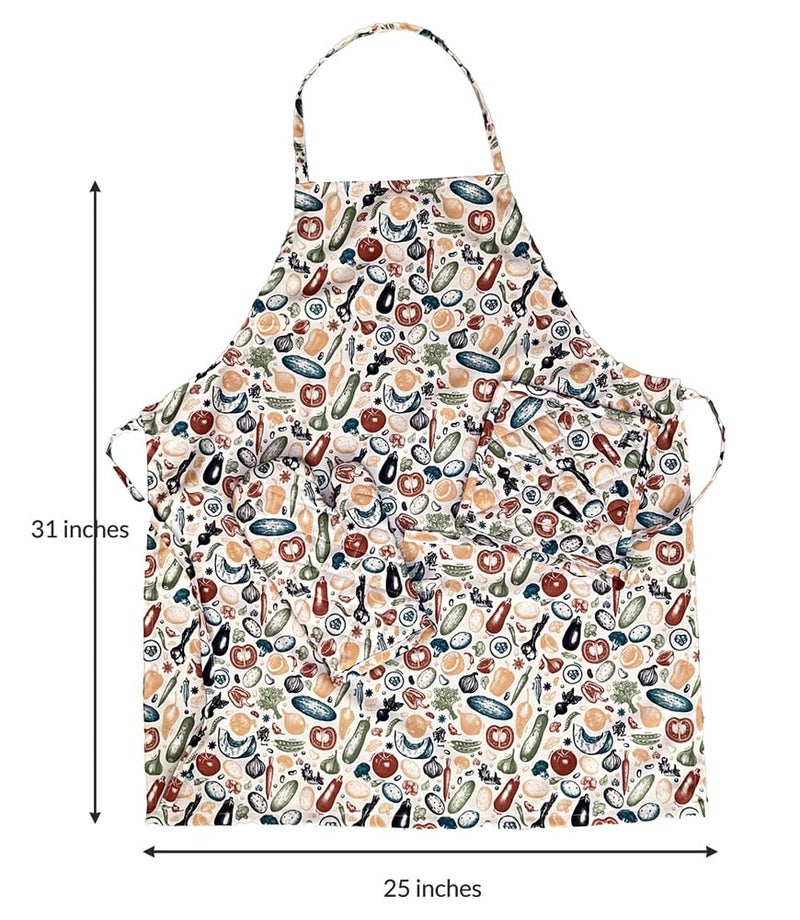 MaatirDesigns Maatir Indian Vegetables and Herbs Apron Pot holder and Mitts Set 3 - Image 5